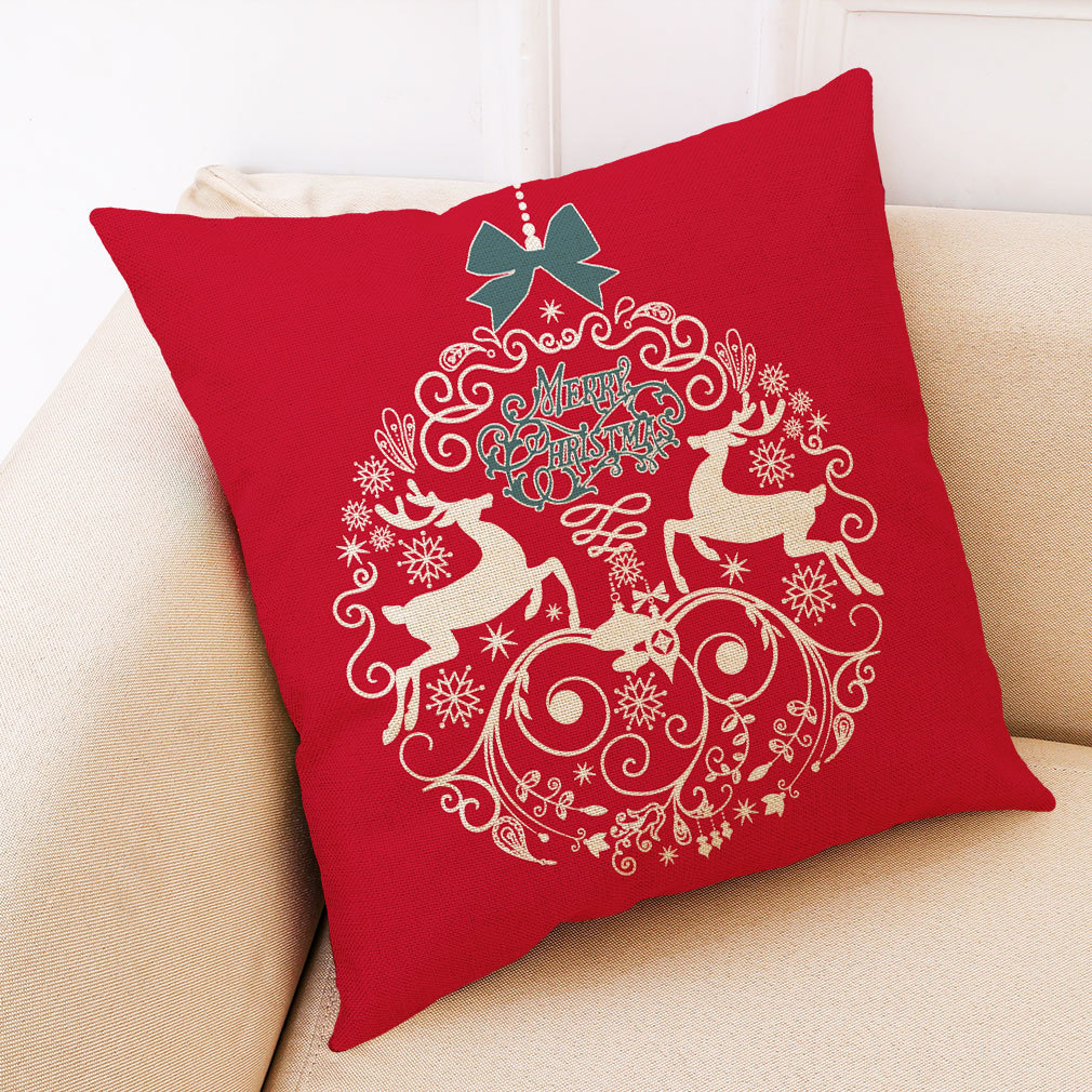跨境爆款 亚马逊热卖  圣诞节棉麻抱枕套 抱枕沙发靠垫  支持定制