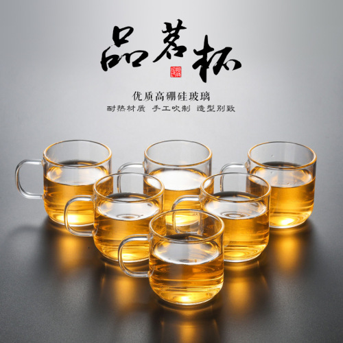 Customized Zhenqi Wholesale Coffee Cup Milk Glassware Set Borosilicate Thick Glass Mini Cup Flower Tea Cup