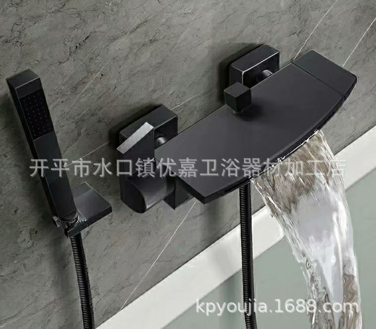 Kaiping Youjia bathroom bathtub hot and cold faucet two-function water outlet wall-mounted waterfall dumb black faucet 5249