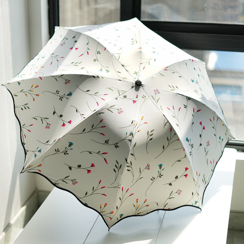 Foldable Women's Dual-Use Sun Umbrella: Large-Sized, 3-Fold, UV-Protective Black-Coated Design—Perfect for Sunny Days or Light Rain, Ideal for Two People