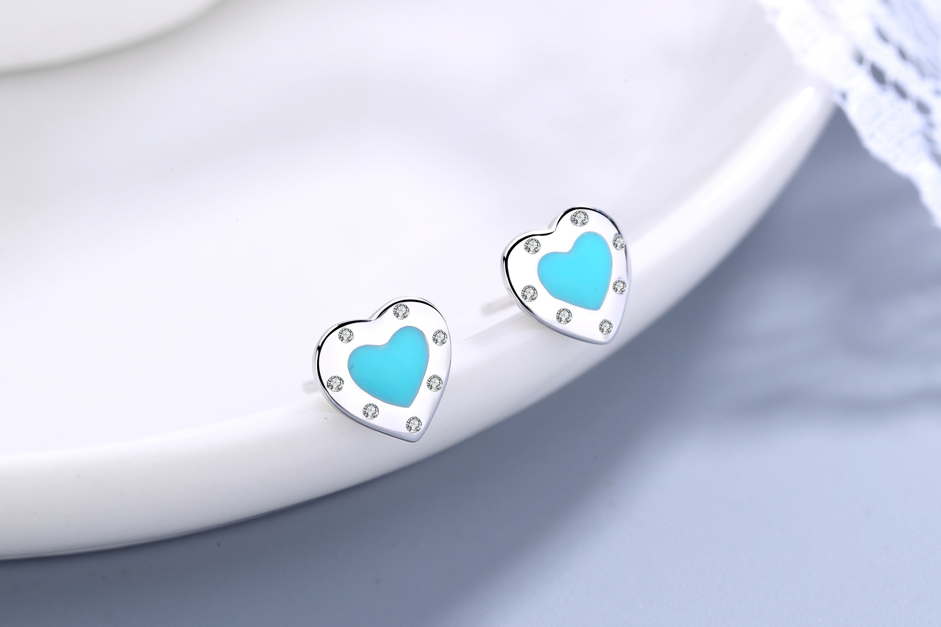 1g Weight 925 Sterling Silver Ear Needle Material Ear Studs Classification 1 Pair 925 Sterling Silver 925 Sterling Silver Earrings Heart Shape Ear Studs