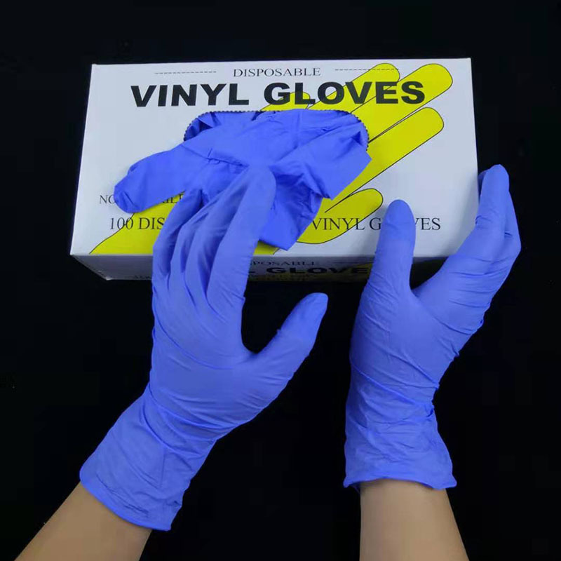 100只盒装手套一次性蓝色丁晴手套丁腈手套耐酸碱检查实验美容