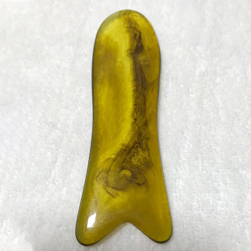 Factory wholesale amber fish-shaped scraping plate for back, face, and neck, resin scraping plate, massage board wholesale