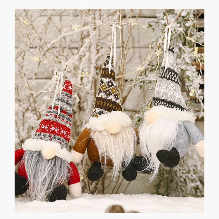 Christmas Celebration Decoration Knitted Hat Spherical Forest Elderly Pendant Creative Doll Pendant display picture 10