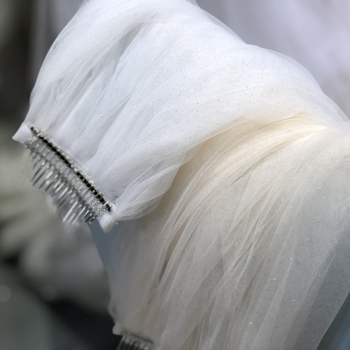 Bridal headdress white crown shiny veil fine glitter bronzing veil fluffy bridal veil wedding wedding veil
