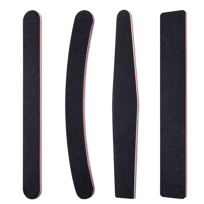 红心黑色指甲锉打磨条长圆形粗细双面修指甲搓条砂条磨砂美甲工具