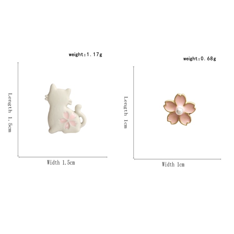 4g Weight Ear Cuffs, Ear Studs Classification 1 Pair Cute Simple Style Cat Flower Asymmetrical Plating Alloy Ear Cuffs Ear Studs