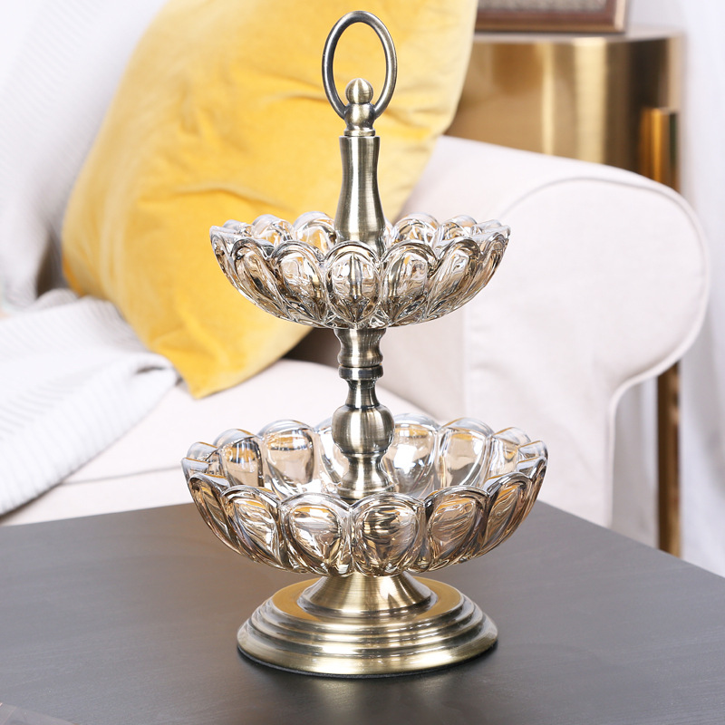 European -style double -layer crystal glass fruit plate American…