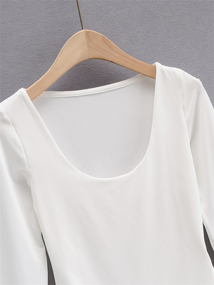 sexy U-neck long-sleeved one-piece T-shirt  NSLD15403
