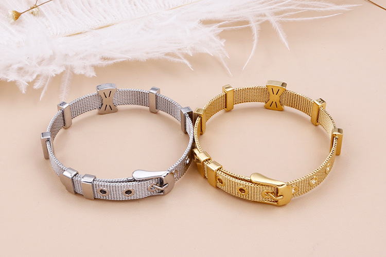 Fashion Bow Knot Titanium Steel 18K Gold Plated Bracelets In Bulk display picture 4