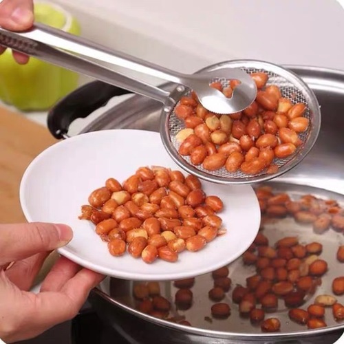 Wholesale stainless steel colander for frying fried food, oil scoop for tofu powder sieve, filter, food oil clip