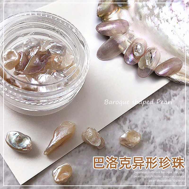 Estilo japonés JOUJOU nail art barroco de la joyería de la perla en forma plana redonda mixta decoración de uñas bricolaje 10 unidades
