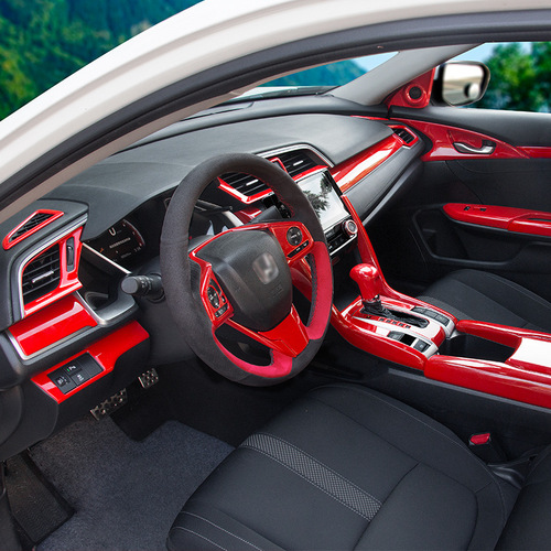 Cross-border 10th generation Civic red car interior decoration supplies center control gearshift door trim strips armrest box interior decoration modifications