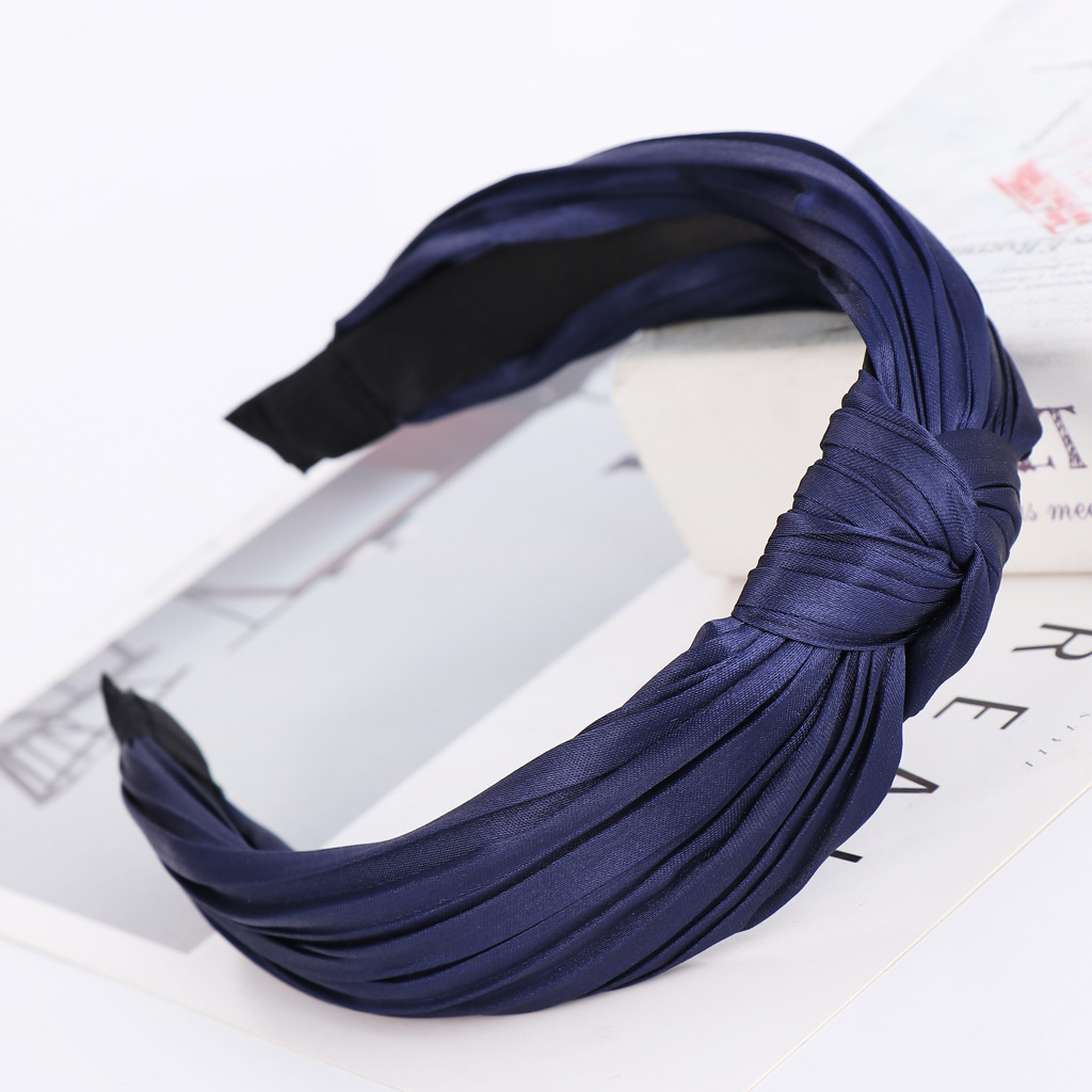 Knotted Wrinkled Headband Pure Color Wrinkled Headband Suppliers China display picture 8