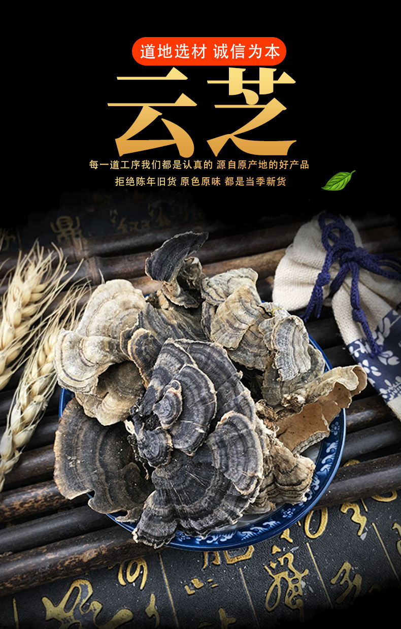 Yun Zhi Coriolus Mushroom Dried Cloud Polypore Slices Traditional Herbal Decoction Ingredient 500g key features