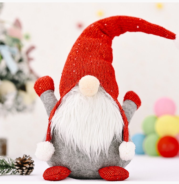 Haobei New Christmas Decoration Supplies Forest Old Man Knitted Hat Doll Faceless Doll Santa Claus Ornaments display picture 7