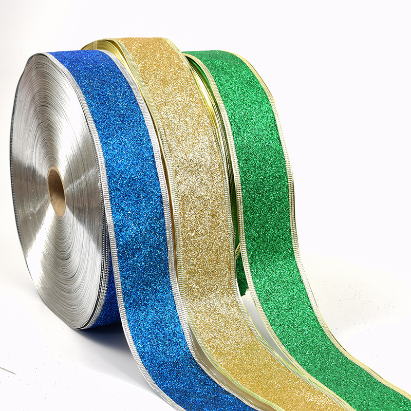 苗苗织带 圣诞节撒粉带 彩色葱粉织带蛋糕彩葱带 节日礼品包装辅料批发详情5