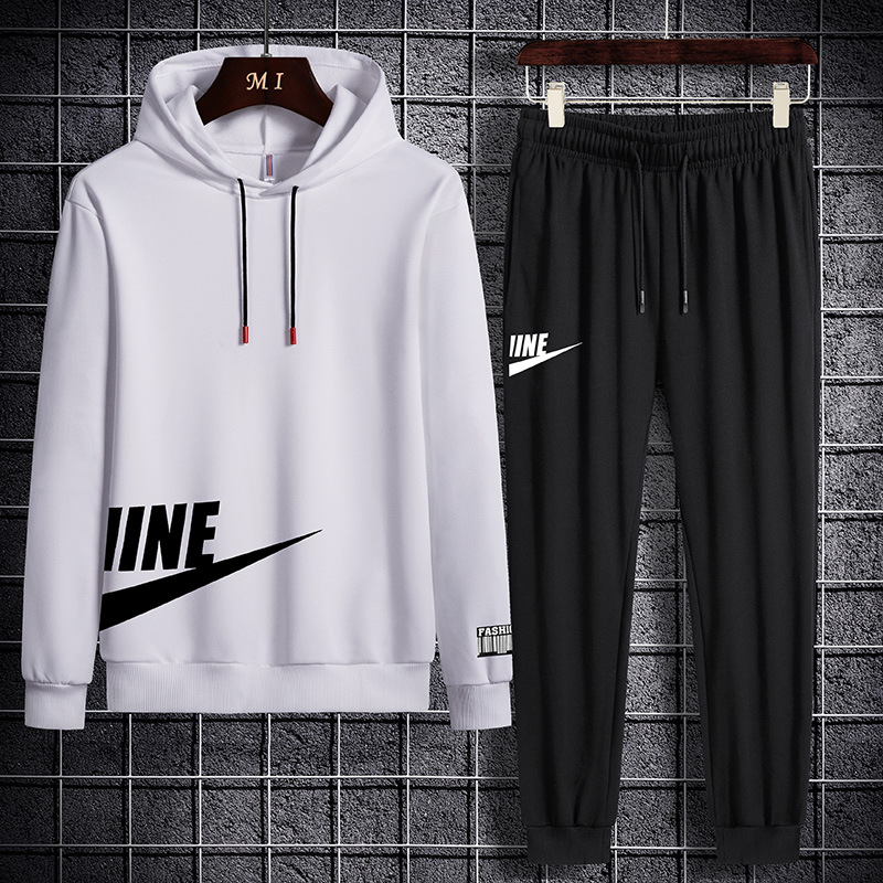 2020新款春秋季男士卫衣两件套潮流运动套装连帽宽松休闲衣服男|ms