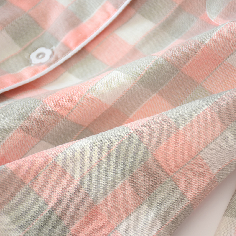 新款纱布情侣格子睡衣