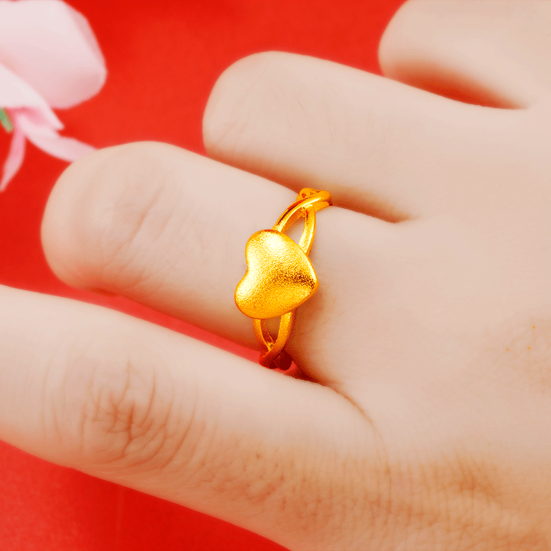 Exquisito antiguo oro imitación 24K oro amor anillo abierto moda femenina arena oro neto rojo vivo joyería al por mayor