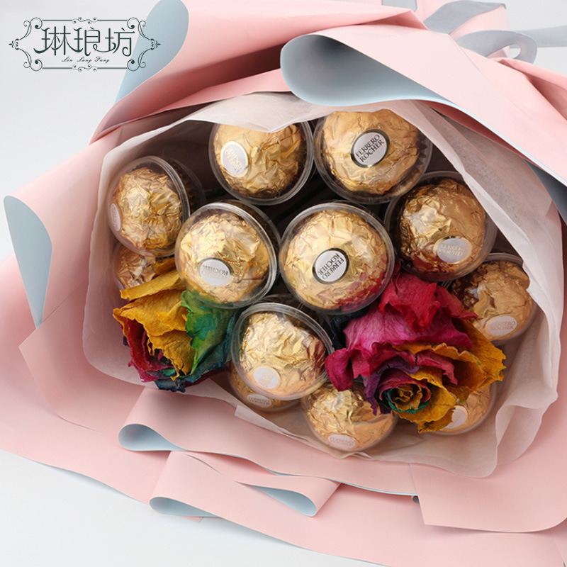 Taza de chocolate 100 ramo de caramelo fresco bandeja de embalaje Taza de plástico acrílico transparente tienda de flores suministros de material