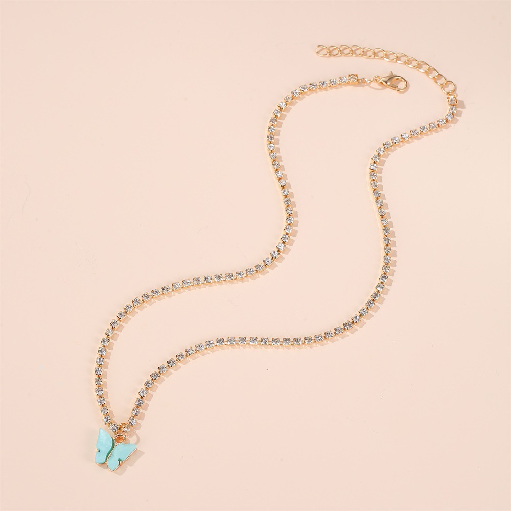 butterfly necklace wild colorful butterfly clavicle chain temperament simple butterfly pendant whole