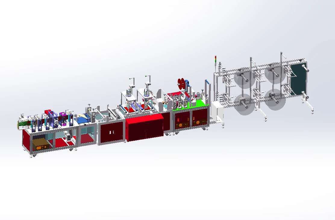 全自动口罩机_全自动口罩机口罩生产设备kn95型图纸3d装配零