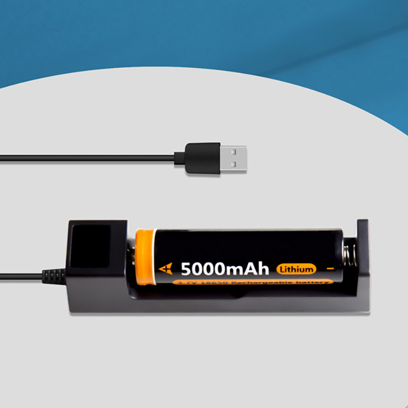 USB18650锂电池充电器 4.2V500MA 手电筒头灯电池单槽座充 跨境