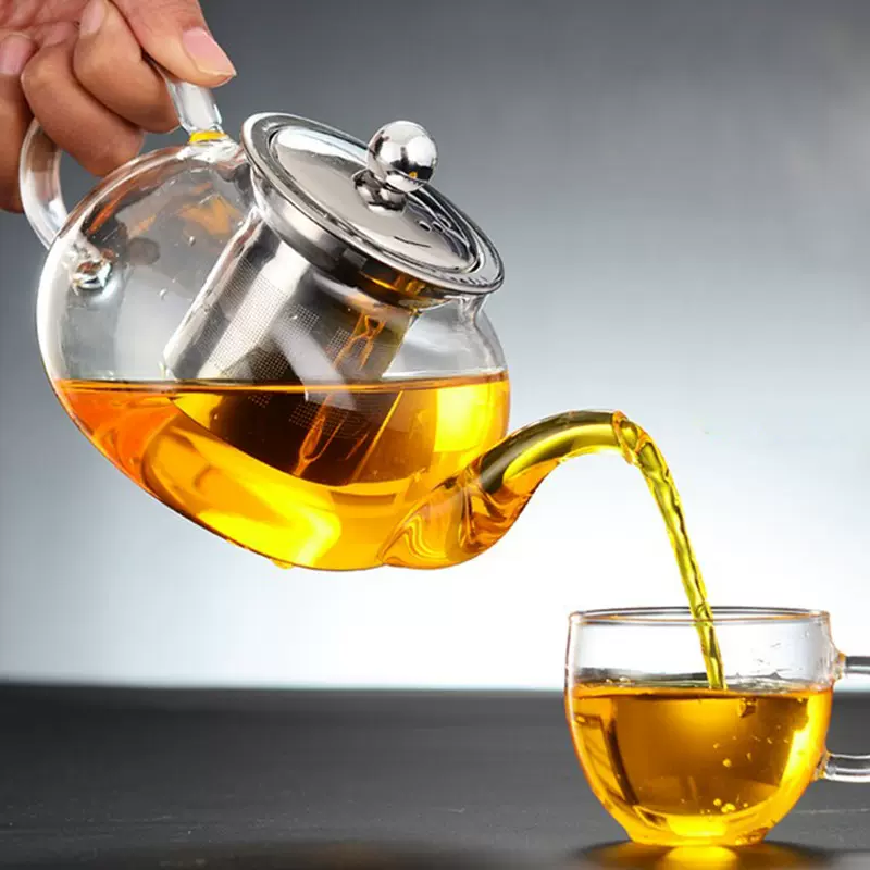 玻璃茶壶不锈钢过滤斗不锈钢壶盖泡茶壶水果花茶壶耐热玻璃