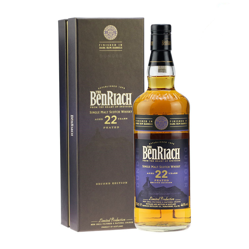 Benriach 本利亚克22年 敦德 泥煤黑朗姆换桶 单一麦芽威士忌