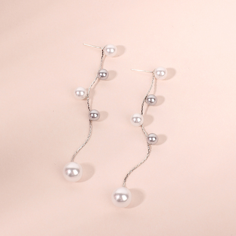 4g Weight Earrings Classification Wedding, Travel, Birthday, Festival Occasion Women'S Gender Fashion Style Silver Color  Korean Fashion  Tassel Pearl Earrings 2