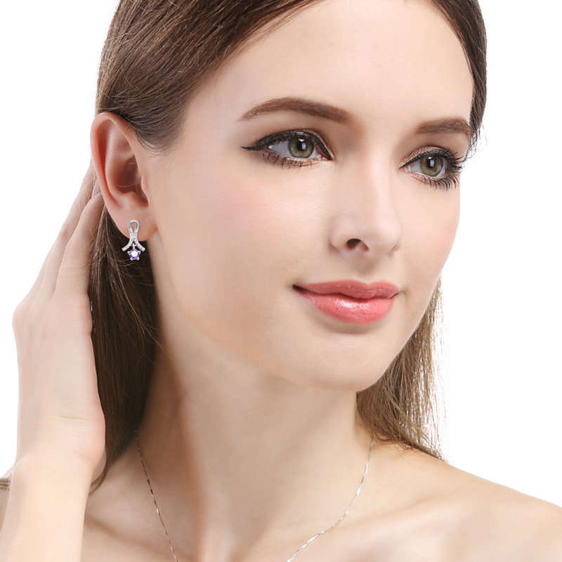 Diamante s925 pendientes de plata circón moda femenina inconformista joyería de plata Corea del Sur elegante fuente simple fábrica al por mayor