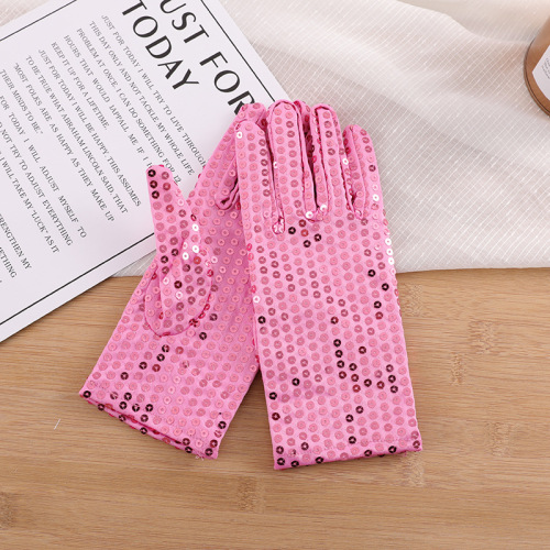 Factory direct sales adult glittering sequined gloves for men and women performing adult dance stage sequined gloves wholesale