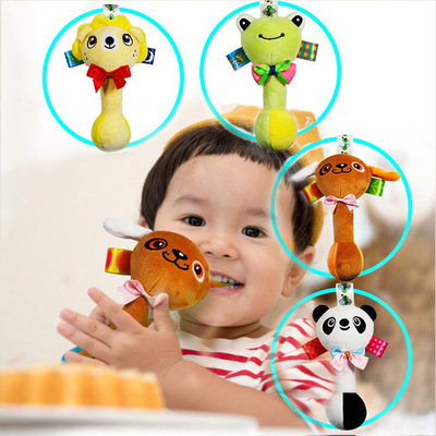 卡通婴儿手摇棒宝宝毛绒摇铃厂家直销益智玩具|ru