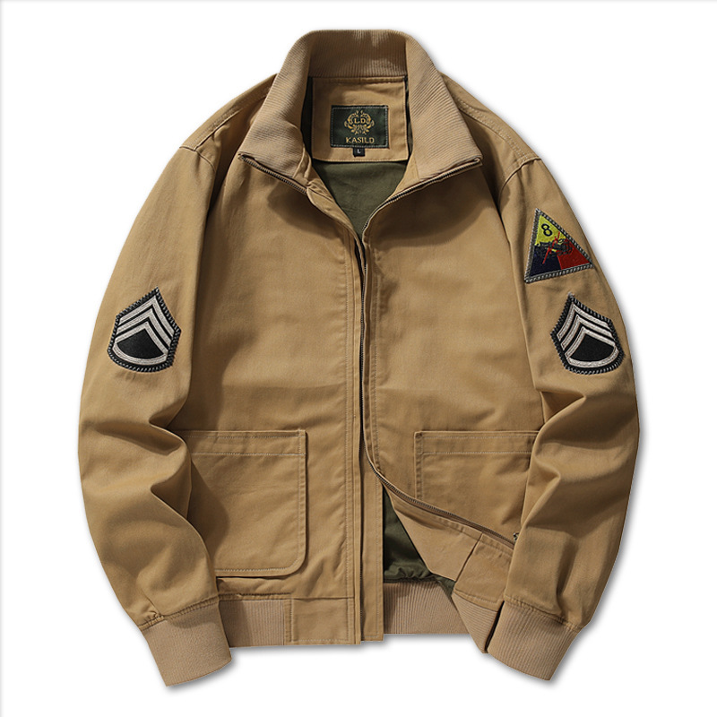 Furious Tan Overcome Men's Autumn M1942 Vintage Tooling Jacket MA1 Air Force Aviator Jacket Military Uniform Baseball Uniform
