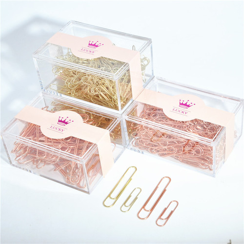 Manufacturer exports gold paper clip 28mm rose gold 50mm metal paper clip color office stationery bill holder