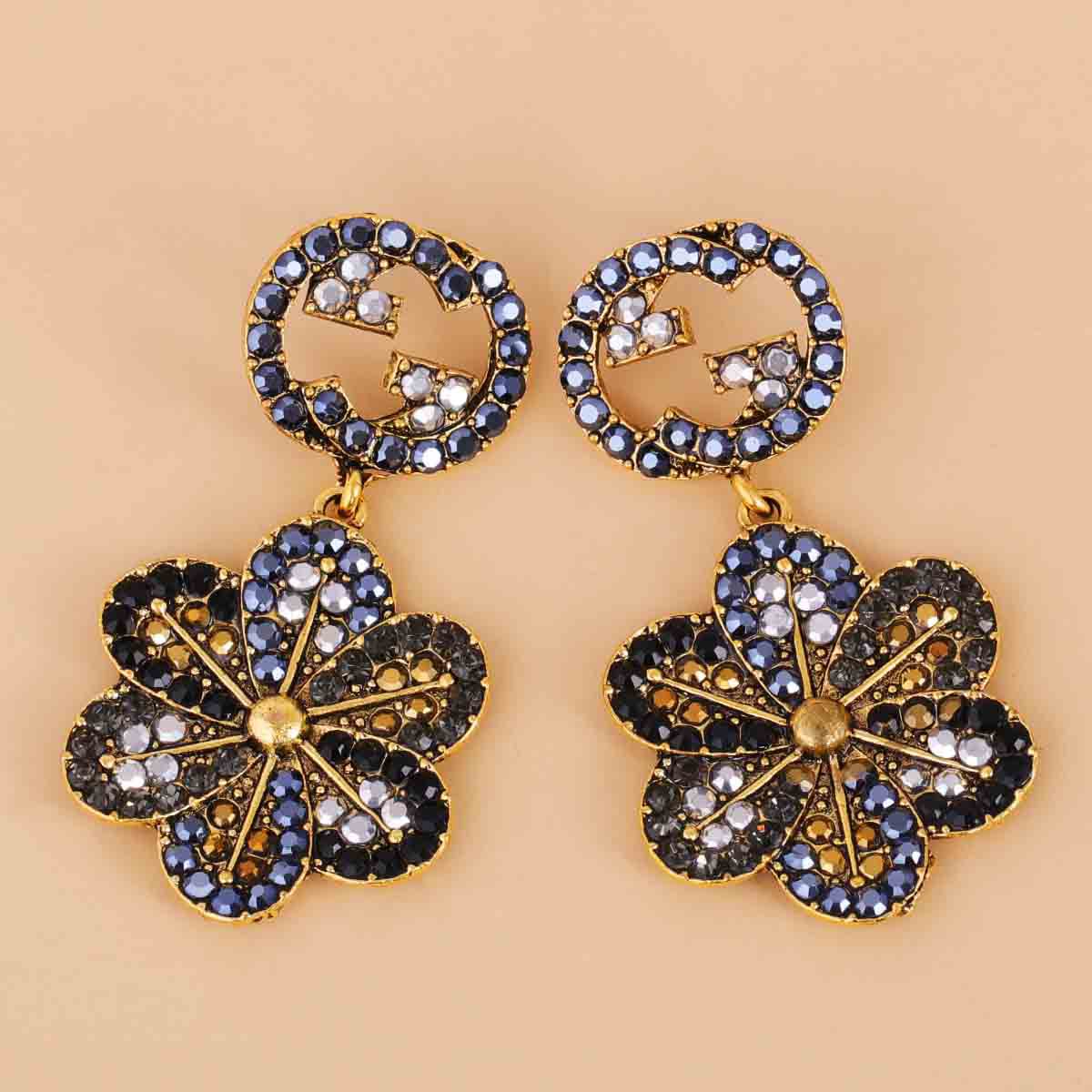 Aretes De Flores Con G Redondos De Colores Con Diamantes display picture 3