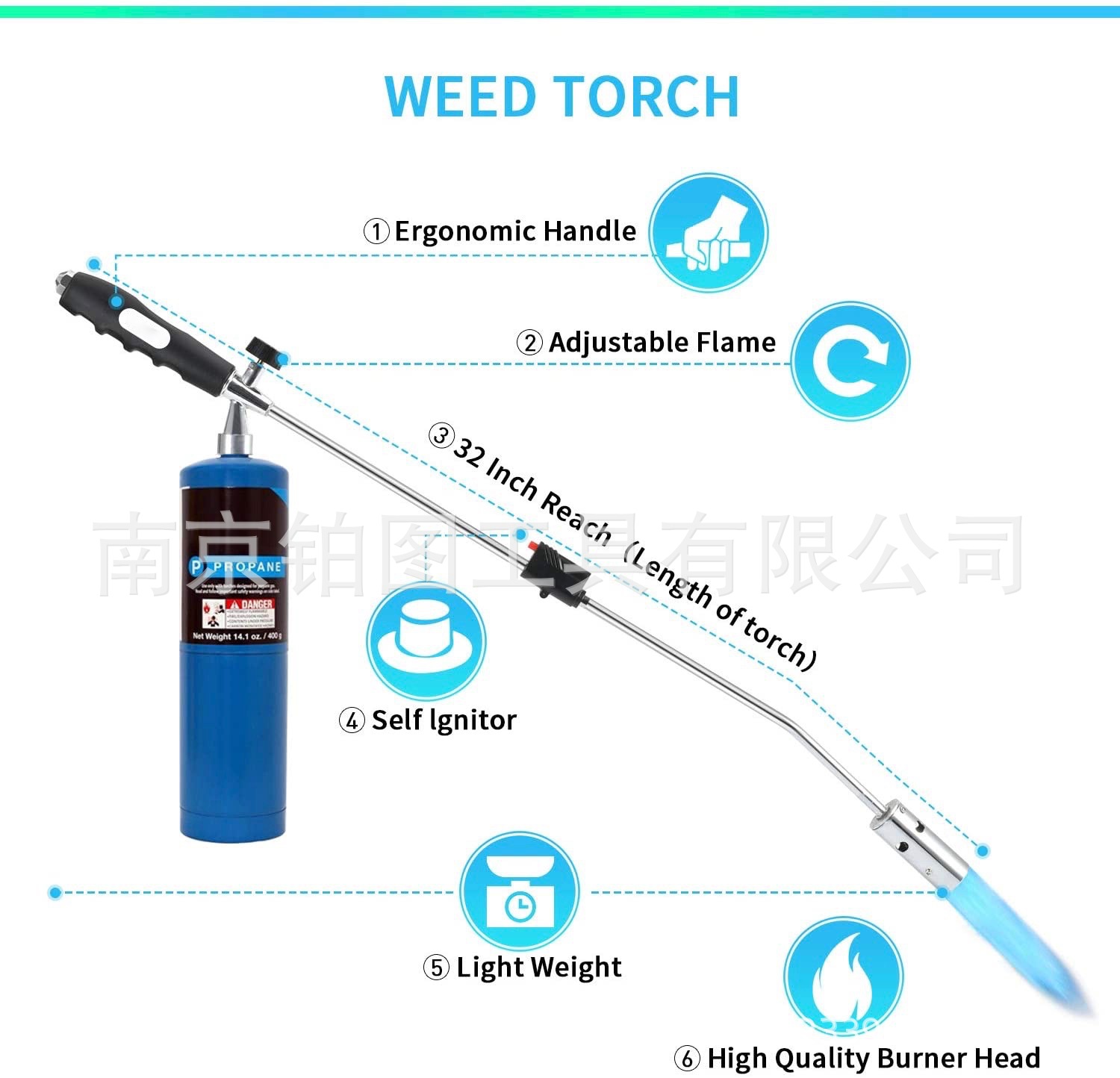 美规燃气烧草机 点碳器喷灯喷火枪 propane weedburner torch