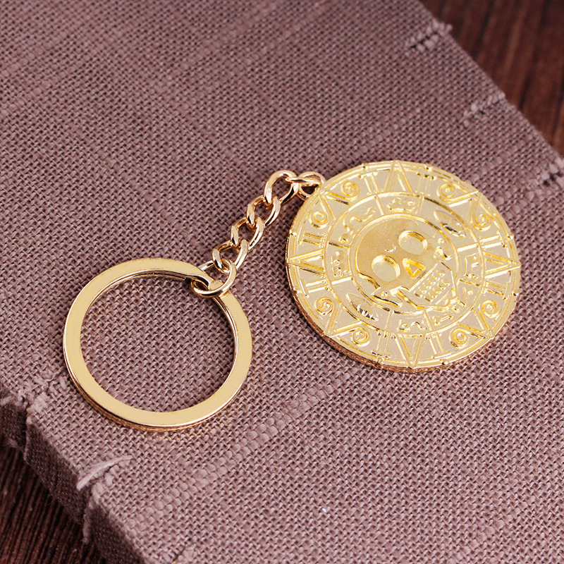 Explosion Keychain Caribbean Pirate Skull Gold Coin Keychain Hot Accessories Wholesale Nihaojewelry display picture 4