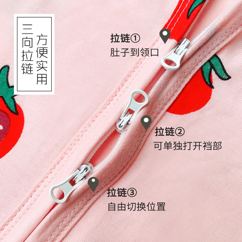 어퍼 바오 마이 가을 어린이 슬리퍼 순면 지퍼 소녀 잠옷 홈 옷 퓨어 코튼 롱 슬리브 코튼