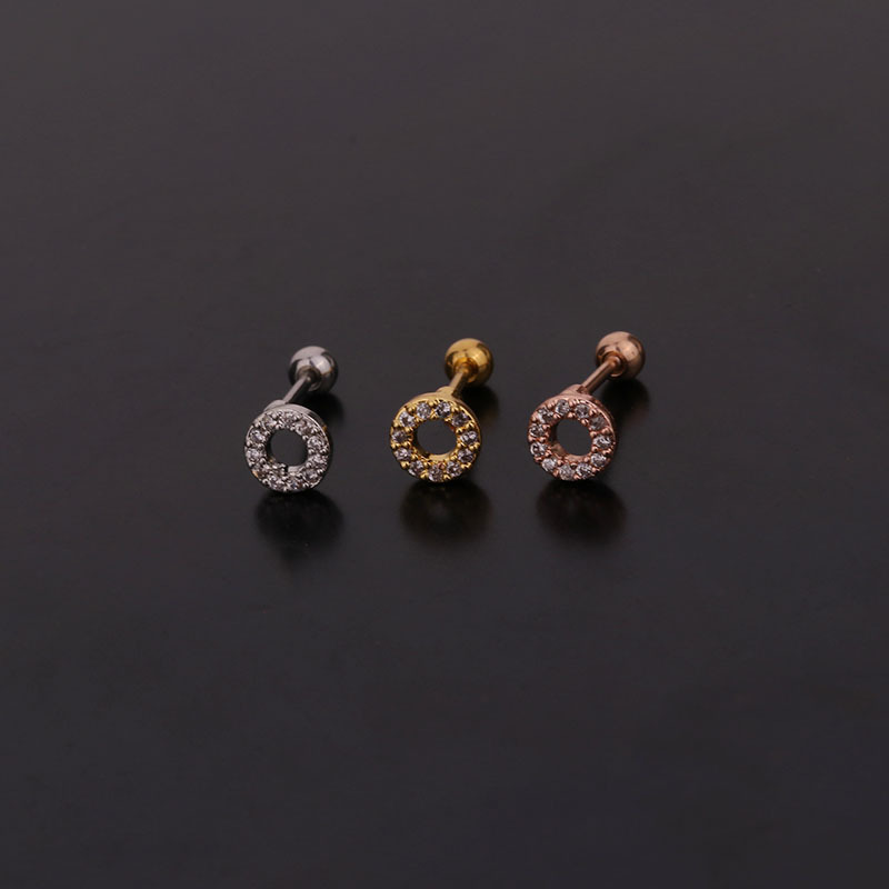 Ear Cartilage Rings & Studs Lady Flower 316 Stainless Steel  Copper Inlaid Zircon display picture 9
