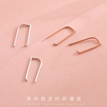 韩版简约风S925订书针耳环女 银新款简约小巧设计感 小众气质耳饰