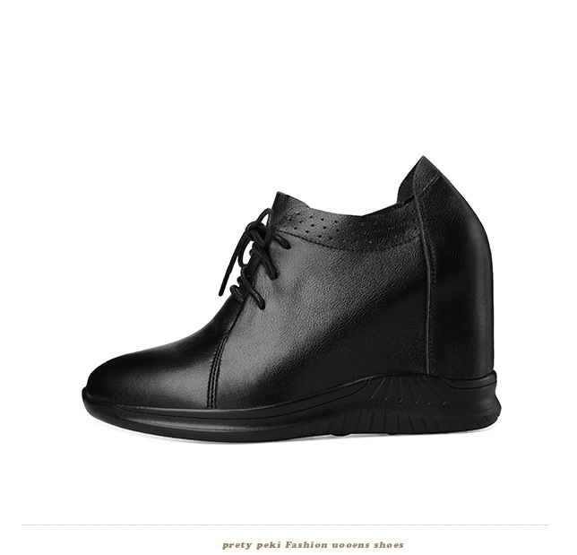 Giày sneaker nữ tăng chiều cao đế dày phong cách đơn giản thoải mái — màu đen chi tiết 13