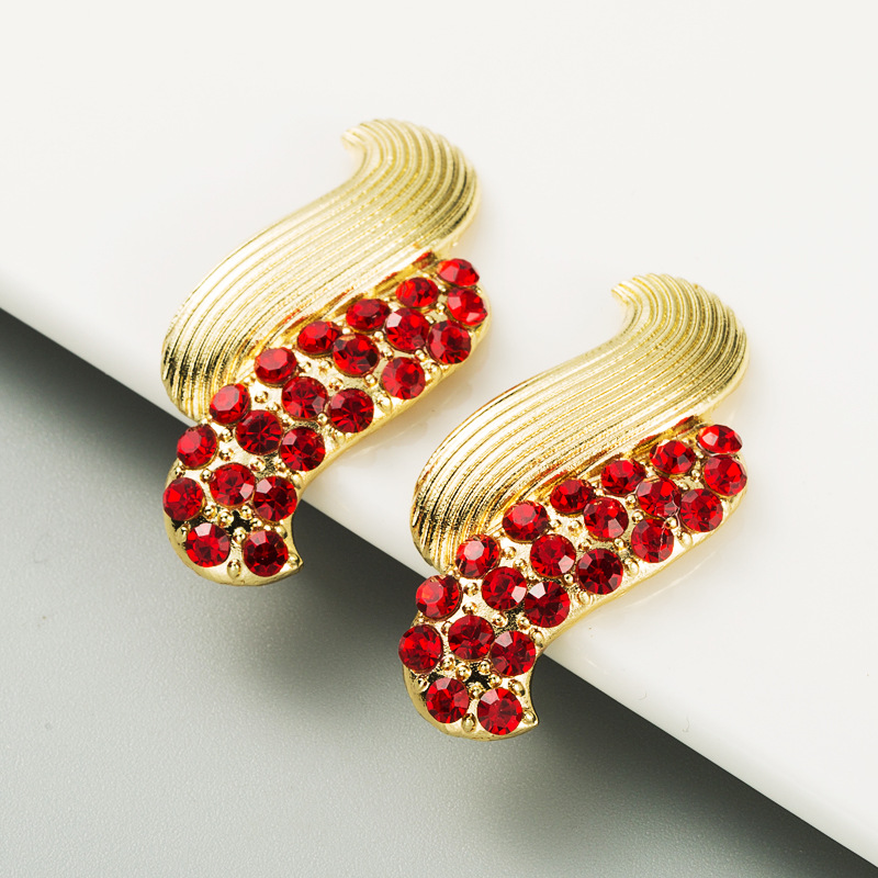 Geometric Twisted   Alloy Inlaid Rhinestones  Simple Earrings display picture 7