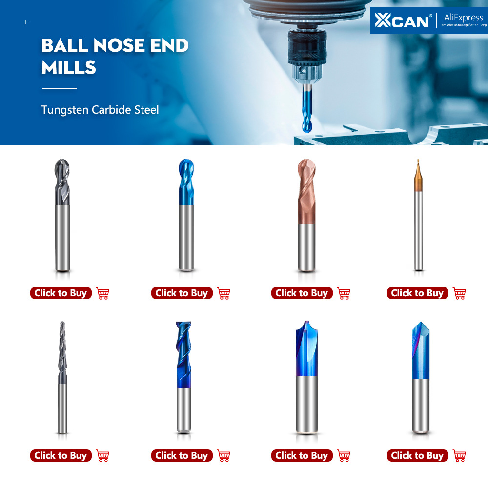XCAN R0.1-R0.5 2 Nuten Micro Kugelkopffräser HRC 70 Hartmetall Fräser Schaftfräser CNC-Maschine Fräser Fräswerkzeug – Detail 1