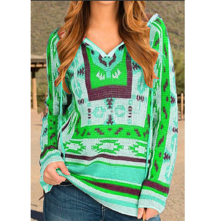 printing loose long-sleeved knitted sweater  NSLZ26664