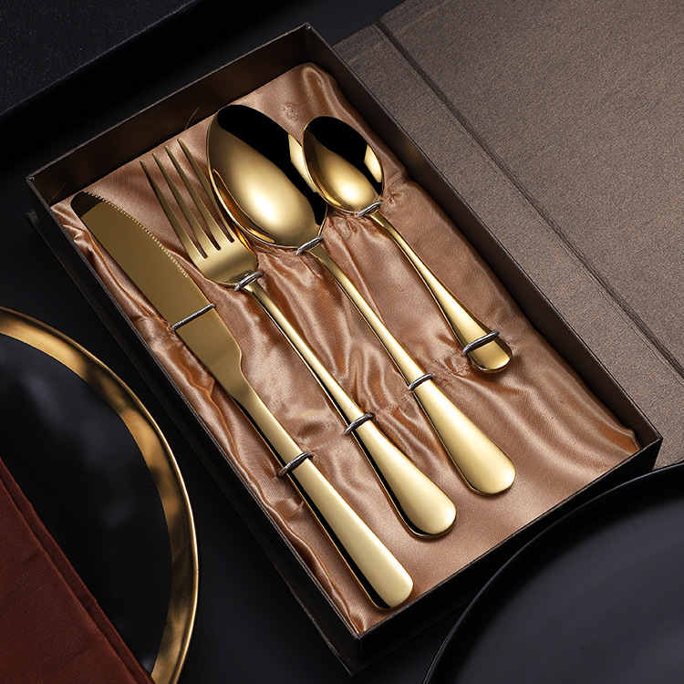 不鏽鋼餐具套裝 1010餐具主餐刀勺子叉子茶勺四件套 可定制logo