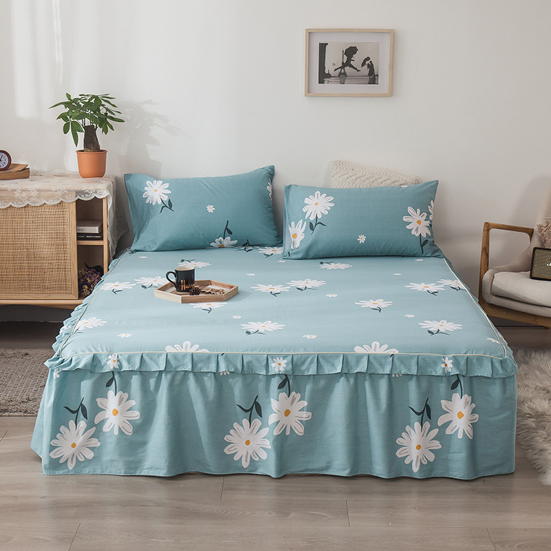 厂家批发百分百全棉13070活性印花床裙床罩1.8米双人床被单床裙|ms