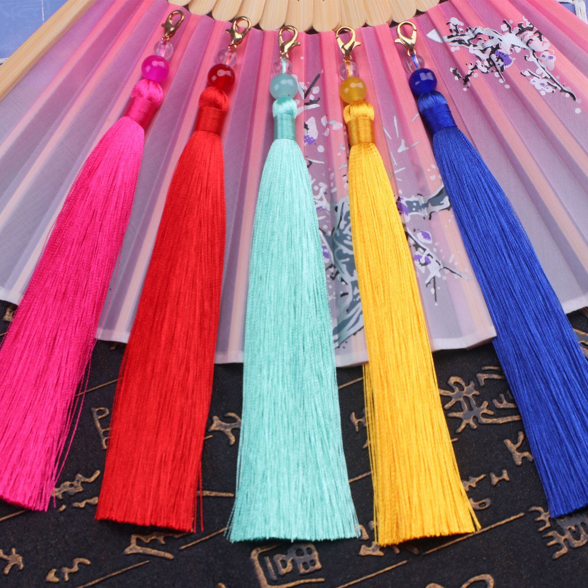 Silk purse with tassels handmade