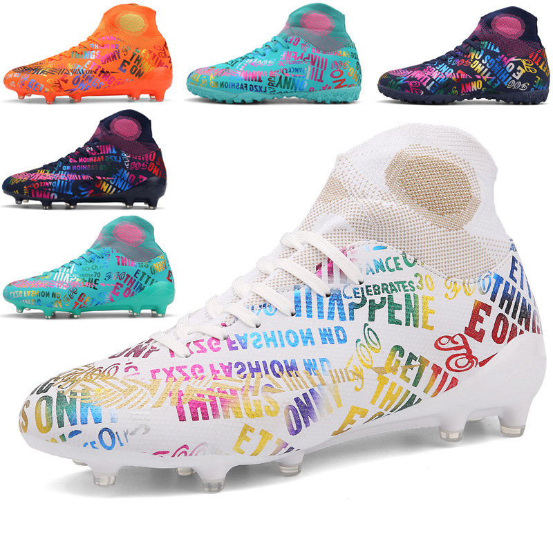 Mandarin Ducks With New Football Shoes Men S High Top Student Broken Nails Training Children Artificial Flat Leather Feet Sports Running_voghion.com